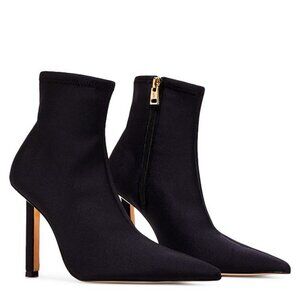 NEW Good American Ankle Shine Neoprene Stiletto Heeled Booties in Black …